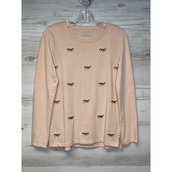 Talbots Tops - Talbots Shirt Womens XS Fox Embroidered Long Sleeve Crewneck Animal‎ Top